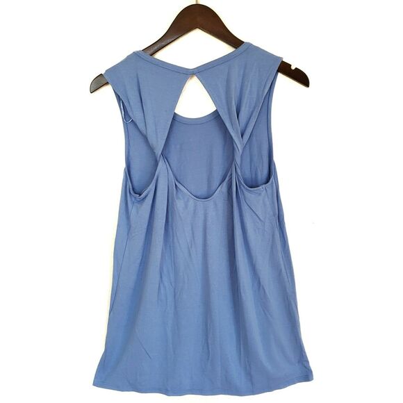 1. STATE open back twist tank top sleeveless tee in dutch blue Size Medium NEW - Picture 2 of 5